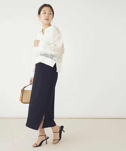 NOLLEY’S（ノーリーズ）の「《手洗い可能》メッシュポロプルオーバーニット（ニット/セーター・レディース・オフホワイト/ベビーピンク・38）」の14枚目の写真