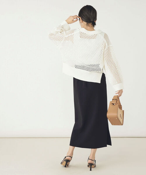 NOLLEY’S（ノーリーズ）の「《手洗い可能》メッシュポロプルオーバーニット（ニット/セーター・レディース・オフホワイト/ベビーピンク・38）」の19枚目の写真