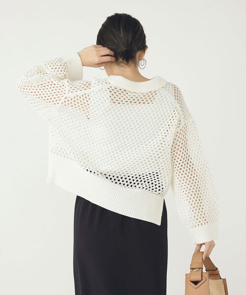 NOLLEY’S（ノーリーズ）の「《手洗い可能》メッシュポロプルオーバーニット（ニット/セーター・レディース・オフホワイト/ベビーピンク・38）」の21枚目の写真
