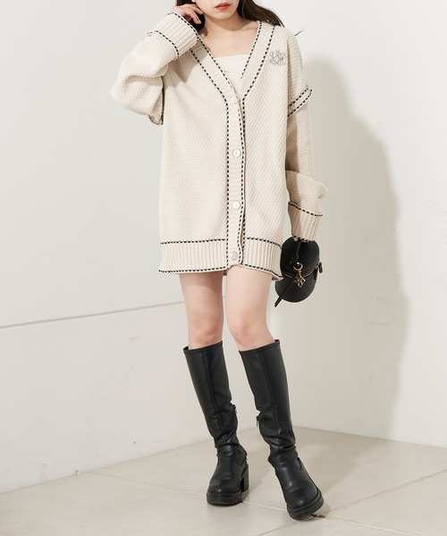 who&#39;s who Chico - 袖取り外し2wayラインカーデ Chico（チコ）の「袖取り外し2wayラインカーデ（カーディガン