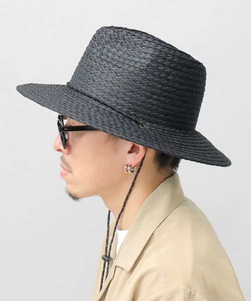 Basiquenti（ベーシックエンティ）の「ドローコード付き ロングブリム ペーパー ハット（ハット・メンズ・ブラック/キャメル・FREE）」の5枚目の写真