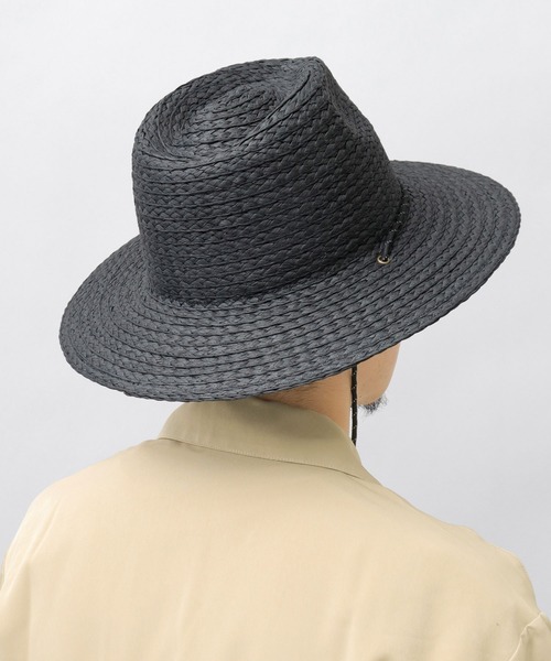 Basiquenti（ベーシックエンティ）の「ドローコード付き ロングブリム ペーパー ハット（ハット・メンズ・ブラック/キャメル・FREE）」の6枚目の写真