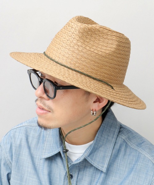 Basiquenti（ベーシックエンティ）の「ドローコード付き ロングブリム ペーパー ハット（ハット・メンズ・ブラック/キャメル・FREE）」の7枚目の写真