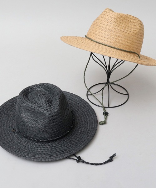 Basiquenti（ベーシックエンティ）の「ドローコード付き ロングブリム ペーパー ハット（ハット・メンズ・ブラック/キャメル・FREE）」の10枚目の写真