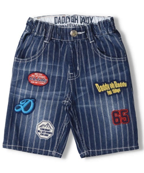 Daddy Oh Daddy(ダディーオーダディー)の「ワッペン付5分丈デニムハーフパンツ(デニムパンツ・キッズ・ネイビー・100/130/110/120/140)」の1枚目の写真