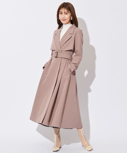 アンドクチュール　トレンチコート　コート　ロング　ベージュ　38 Mサイズ フラップ付きロングコート(M ベージュ): AND COUTURE｜公式オンライン