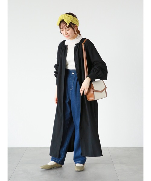 ehka sopo（エヘカソポ）の「ギャザーシャツワンピース（シャツワンピース・レディース・オフホワイト/ブラック/サックスブルー・ﾌﾘ-）」の10枚目の写真