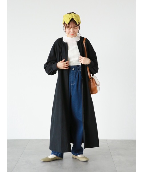 ehka sopo（エヘカソポ）の「ギャザーシャツワンピース（シャツワンピース・レディース・オフホワイト/ブラック/サックスブルー・ﾌﾘ-）」の11枚目の写真