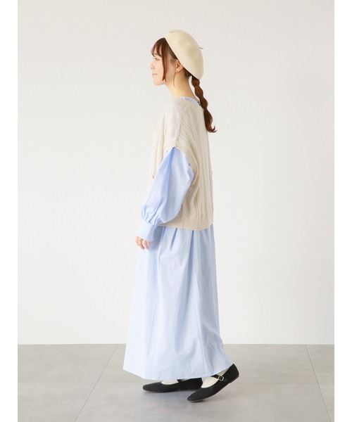 ehka sopo（エヘカソポ）の「ギャザーシャツワンピース（シャツワンピース・レディース・オフホワイト/ブラック/サックスブルー・ﾌﾘ-）」の16枚目の写真