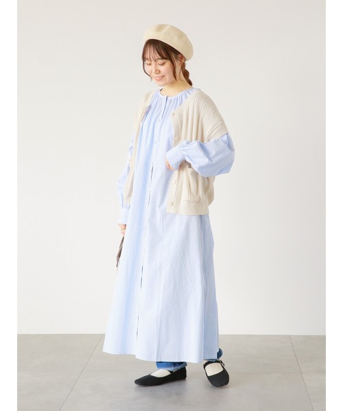 ehka sopo（エヘカソポ）の「ギャザーシャツワンピース（シャツワンピース・レディース・オフホワイト/ブラック/サックスブルー・ﾌﾘ-）」の17枚目の写真