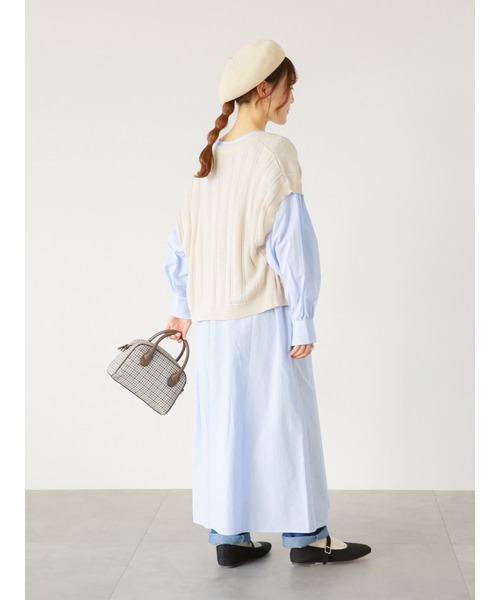 ehka sopo（エヘカソポ）の「ギャザーシャツワンピース（シャツワンピース・レディース・オフホワイト/ブラック/サックスブルー・ﾌﾘ-）」の19枚目の写真