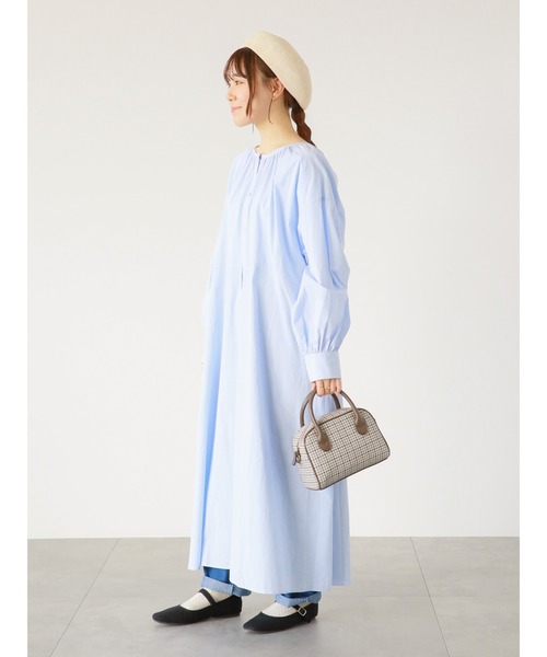 ehka sopo（エヘカソポ）の「ギャザーシャツワンピース（シャツワンピース・レディース・オフホワイト/ブラック/サックスブルー・ﾌﾘ-）」の22枚目の写真