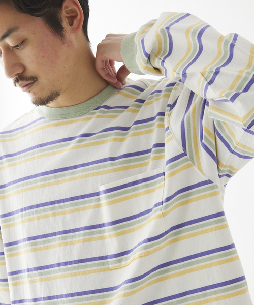 JOURNAL STANDARD relume(ジャーナルスタンダード レリューム)の「Relume Jeans マルチボーダー ロングスリーブTシャツ(Tシャツ/カットソー・メンズ・ホワイト/ブラウン/サックスブルー・MEDIUM/LARGE)」の13枚目の写真