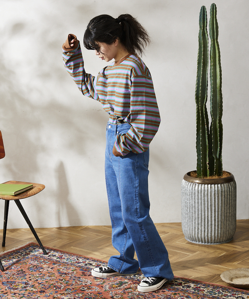 JOURNAL STANDARD relume(ジャーナルスタンダード レリューム)の「Relume Jeans マルチボーダー ロングスリーブTシャツ(Tシャツ/カットソー・メンズ・ホワイト/ブラウン/サックスブルー・MEDIUM/LARGE)」の9枚目の写真