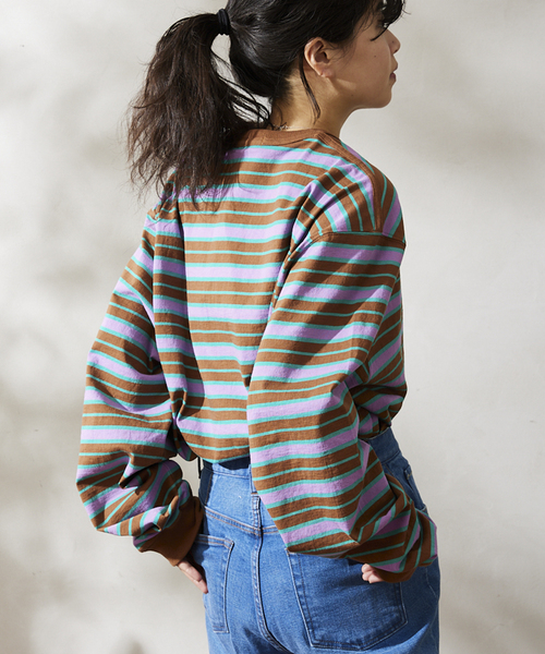 JOURNAL STANDARD relume(ジャーナルスタンダード レリューム)の「Relume Jeans マルチボーダー ロングスリーブTシャツ(Tシャツ/カットソー・メンズ・ホワイト/ブラウン/サックスブルー・MEDIUM/LARGE)」の5枚目の写真