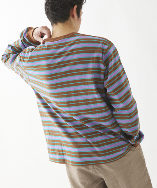 JOURNAL STANDARD relume(ジャーナルスタンダード レリューム)の「Relume Jeans マルチボーダー ロングスリーブTシャツ(Tシャツ/カットソー・メンズ・ホワイト/ブラウン/サックスブルー・MEDIUM/LARGE)」の18枚目の写真
