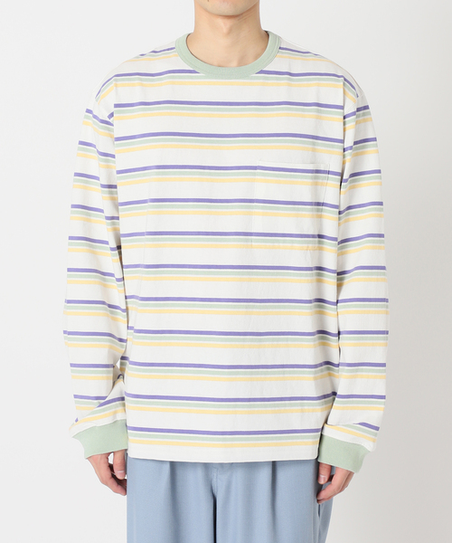 JOURNAL STANDARD relume(ジャーナルスタンダード レリューム)の「Relume Jeans マルチボーダー ロングスリーブTシャツ(Tシャツ/カットソー・メンズ・ホワイト/ブラウン/サックスブルー・MEDIUM/LARGE)」の11枚目の写真
