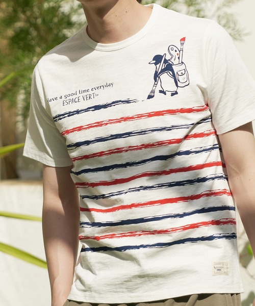 Blue Standard （ブルースタンダード）の「【BLUE STANDARD/ブルースタンダード】別注　ペンギンプリントTシャツ  スラブ　さらさら（Tシャツ/カットソー・メンズ・その他/その他2/その他1/その他4/その他3・MEDIUM/X-LARGE/SMALL/LARGE）」の5枚目の写真