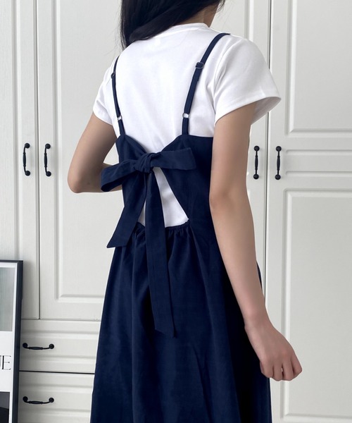 ECLIN(エクラン)の「バックリボンキャミソールワンピース(ワンピース・レディース・チャコールグレー/ブラック/グレー/ブルーグレー/ベージュ/ネイビー・FREE)」の15枚目の写真