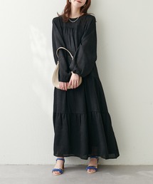 WEB限定サイズあり / シワ加工ティアードワンピース