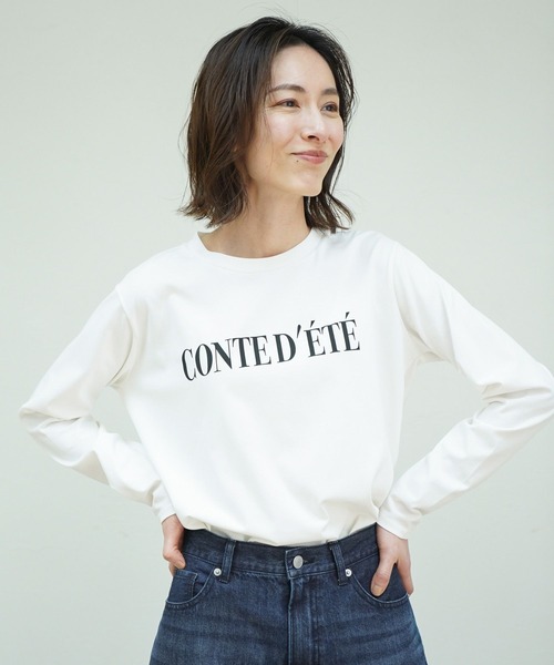 Elura(エルーラ)の「長袖ロゴTシャツ(Tシャツ/カットソー・レディース・ホワイト/チャコールグレー・MEDIUM/LARGE)」の2枚目の写真
