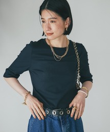 RIVE DROITE | MONN.:. (モン)/テレコ５分袖Tシャツ(Tシャツ/カットソー)