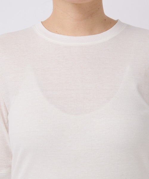 RIVE DROITE（リヴドロワ）の「MONN.:. (モン)/テレコ５分袖Tシャツ（Tシャツ/カットソー・レディース・オフホワイト/ブラック/ネイビー・FREE）」の21枚目の写真