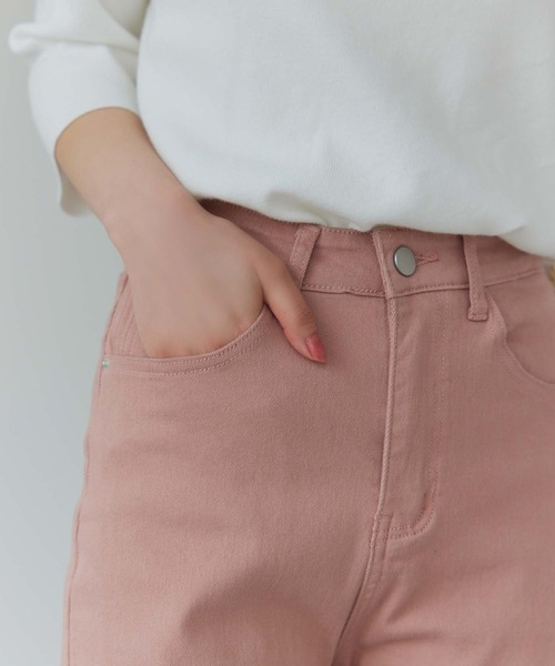 Edit Sheen(エディットシーン)の「ミラクルストレッチカラーツイルストレートパンツ(デニムパンツ・レディース・ピンク/ベージュ/ブラック・S/M/L)」の6枚目の写真