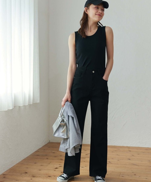 Edit Sheen(エディットシーン)の「ミラクルストレッチカラーツイルストレートパンツ(デニムパンツ・レディース・ピンク/ベージュ/ブラック・S/M/L)」の14枚目の写真