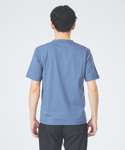 ABAHOUSE GRAY(アバハウスグレイ)の「【マイクロ鹿の子】シルケット Vネック Tシャツ(Tシャツ/カットソー・メンズ・ブルー/グリーン/ネイビー/ブラック/ホワイト/グレイッシュベージュ・46/48/50)」の9枚目の写真