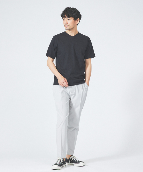 ABAHOUSE GRAY(アバハウスグレイ)の「【マイクロ鹿の子】シルケット Vネック Tシャツ(Tシャツ/カットソー・メンズ・ブルー/グリーン/ネイビー/ブラック/ホワイト/グレイッシュベージュ・46/48/50)」の18枚目の写真