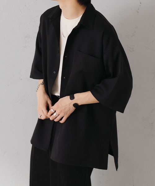 epnok(エプノック)の「サイドスリットベーシックルーズシャツ(シャツ/ブラウス・メンズ・ブラック/チャコールグレー/モカ/オフホワイト/グレイッシュベージュ/グレイッシュブルー・SMALL/X-SMALL/LARGE/MEDIUM)」の16枚目の写真