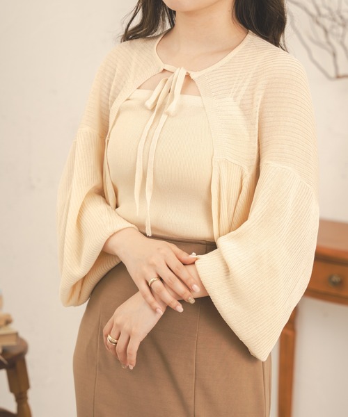 Ambre Neige(アンブルネージュ)の「【セットアイテム】シアーキャミ&ボレロセット/WEB/EC限定商品(アンサンブル・レディース・ダークブラウン/ピンク/アイボリー・FREE)」の16枚目の写真