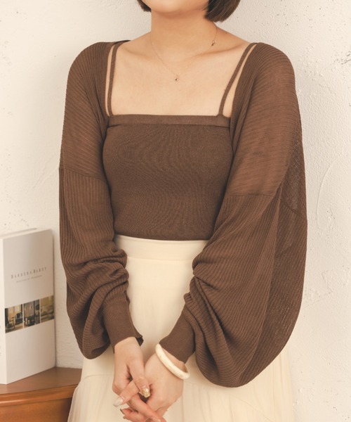 Ambre Neige(アンブルネージュ)の「【セットアイテム】シアーキャミ&ボレロセット/WEB/EC限定商品(アンサンブル・レディース・ダークブラウン/ピンク/アイボリー・FREE)」の14枚目の写真