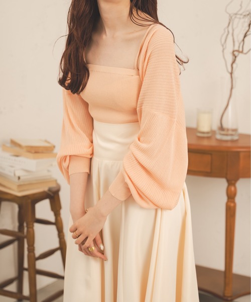 Ambre Neige(アンブルネージュ)の「【セットアイテム】シアーキャミ&ボレロセット/WEB/EC限定商品(アンサンブル・レディース・ダークブラウン/ピンク/アイボリー・FREE)」の8枚目の写真