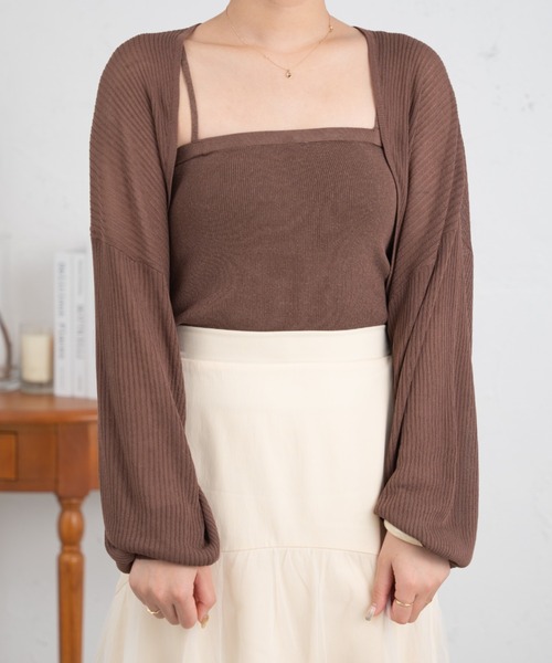 Ambre Neige(アンブルネージュ)の「【セットアイテム】シアーキャミ&ボレロセット/WEB/EC限定商品(アンサンブル・レディース・ダークブラウン/ピンク/アイボリー・FREE)」の11枚目の写真