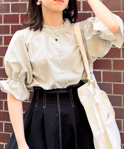frunco(フランコ)の「various button blouse(シャツ/ブラウス・レディース・ミント/ホワイト/ブルーグレー・FREE)」の3枚目の写真