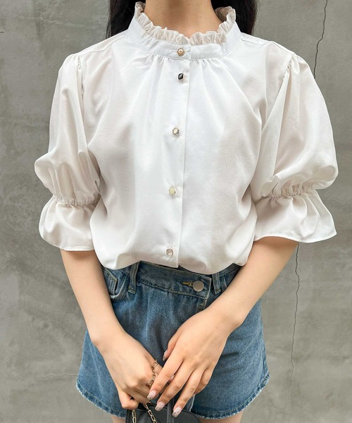 frunco(フランコ)の「various button blouse(シャツ/ブラウス・レディース・ミント/ホワイト/ブルーグレー・FREE)」の21枚目の写真