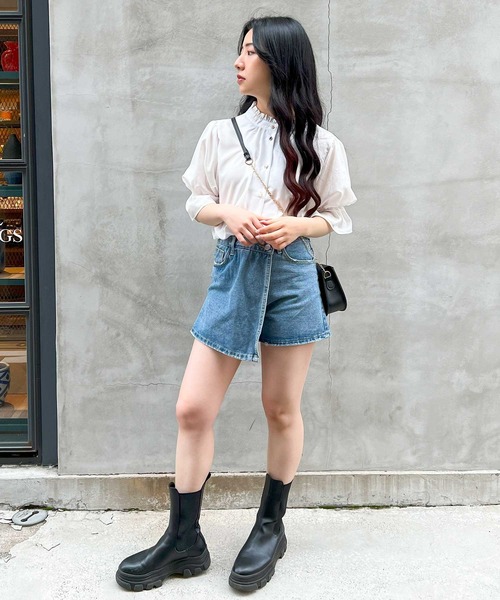 frunco(フランコ)の「various button blouse(シャツ/ブラウス・レディース・ミント/ホワイト/ブルーグレー・FREE)」の6枚目の写真
