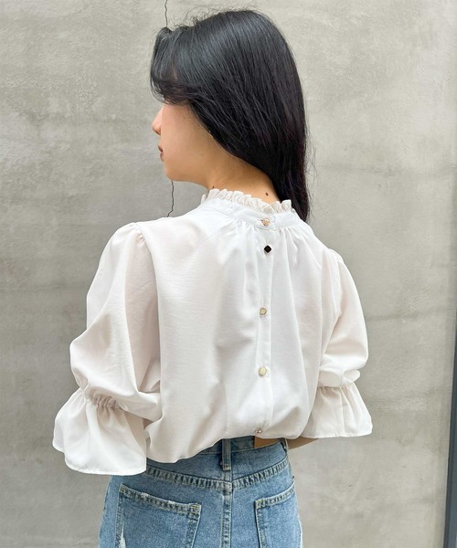 frunco(フランコ)の「various button blouse(シャツ/ブラウス・レディース・ミント/ホワイト/ブルーグレー・FREE)」の5枚目の写真
