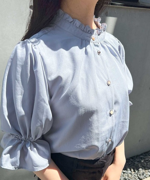 frunco(フランコ)の「various button blouse(シャツ/ブラウス・レディース・ミント/ホワイト/ブルーグレー・FREE)」の10枚目の写真