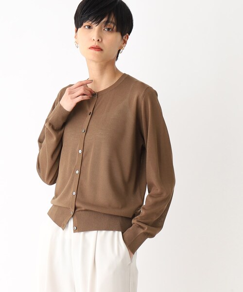 OPAQUE.CLIP（オペークドットクリップ）の「◆アイスタッチ シアーニットカーディガン【接触冷感/洗える】（カーディガン/ボレロ・レディース・ブラック/ライトブルー/ブラウン系/ピンク系/ブルー/チャコールグレー・40/38）」の3枚目の写真