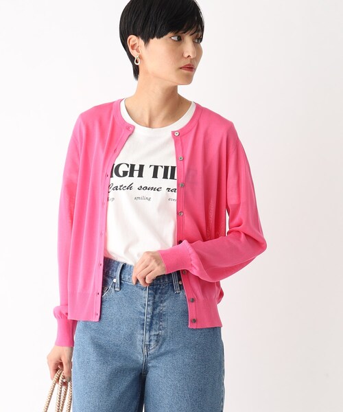 OPAQUE.CLIP（オペークドットクリップ）の「◆アイスタッチ シアーニットカーディガン【接触冷感/洗える】（カーディガン/ボレロ・レディース・ブラック/ライトブルー/ブラウン系/ピンク系/ブルー/チャコールグレー・40/38）」の6枚目の写真