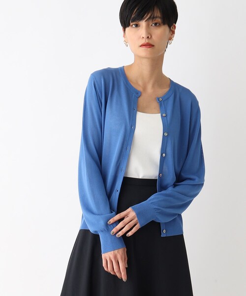 OPAQUE.CLIP（オペークドットクリップ）の「◆アイスタッチ シアーニットカーディガン【接触冷感/洗える】（カーディガン/ボレロ・レディース・ブラック/ライトブルー/ブラウン系/ピンク系/ブルー/チャコールグレー・40/38）」の4枚目の写真