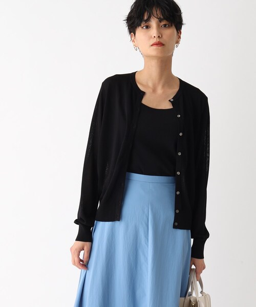 OPAQUE.CLIP（オペークドットクリップ）の「◆アイスタッチ シアーニットカーディガン【接触冷感/洗える】（カーディガン/ボレロ・レディース・ブラック/ライトブルー/ブラウン系/ピンク系/ブルー/チャコールグレー・40/38）」の2枚目の写真