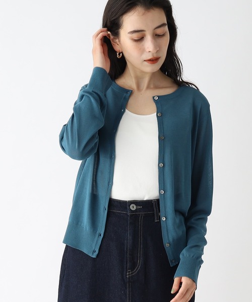 OPAQUE.CLIP（オペークドットクリップ）の「◆アイスタッチ シアーニットカーディガン【接触冷感/洗える】（カーディガン/ボレロ・レディース・ブラック/ライトブルー/ブラウン系/ピンク系/ブルー/チャコールグレー・40/38）」の5枚目の写真