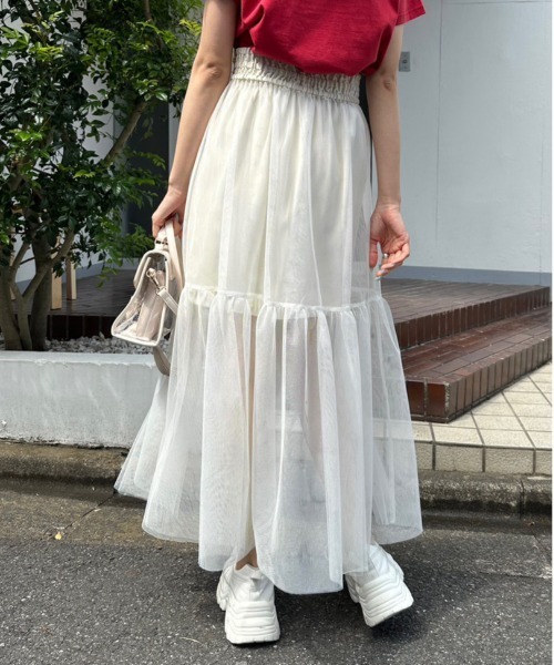 OLIVE des OLIVE（オリーブデオリーブ）の「マルチWAYティアードチュールスカート　1031010330（スカート・レディース・ブラック/オフホワイト・FREE）」の8枚目の写真