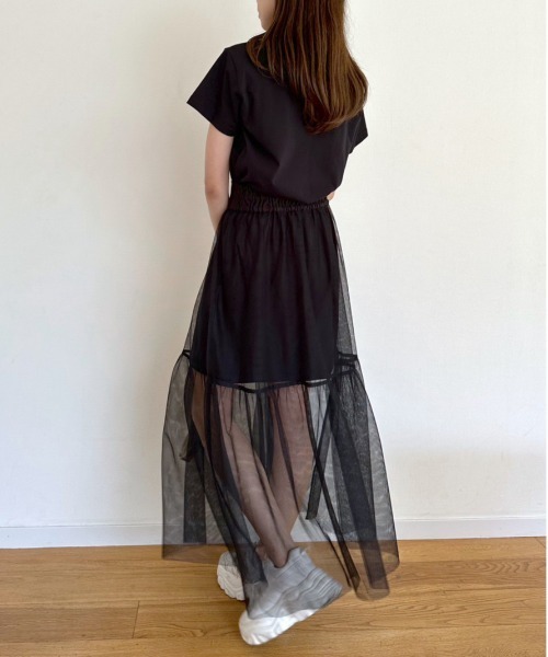 OLIVE des OLIVE（オリーブデオリーブ）の「マルチWAYティアードチュールスカート　1031010330（スカート・レディース・ブラック/オフホワイト・FREE）」の15枚目の写真