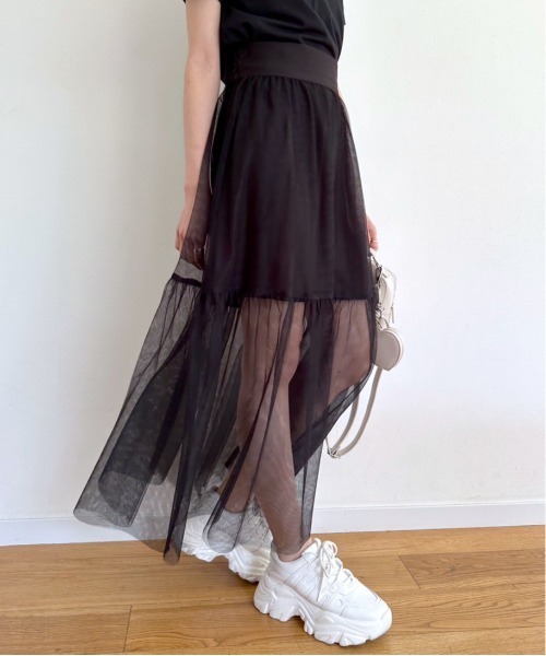 OLIVE des OLIVE（オリーブデオリーブ）の「マルチWAYティアードチュールスカート　1031010330（スカート・レディース・ブラック/オフホワイト・FREE）」の17枚目の写真
