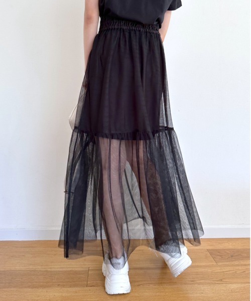 OLIVE des OLIVE（オリーブデオリーブ）の「マルチWAYティアードチュールスカート　1031010330（スカート・レディース・ブラック/オフホワイト・FREE）」の18枚目の写真